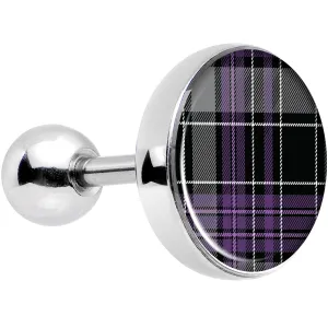 16 Gauge 1/4 Winter Purple Black Plaid Tragus Cartilage Earring