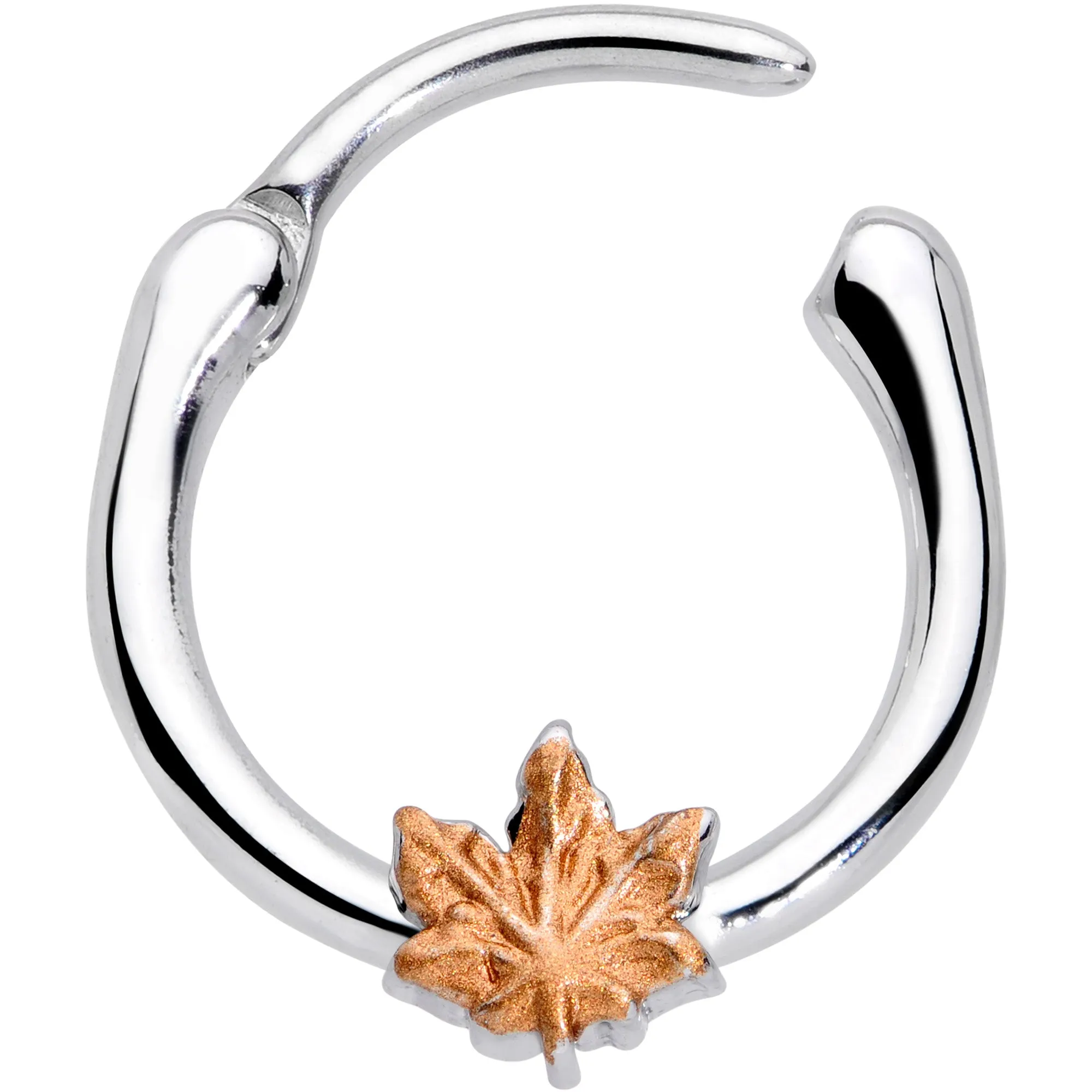 16 Gauge 3/8 Rose Gold Tone Fall Autumn Leaf Cartilage Clicker