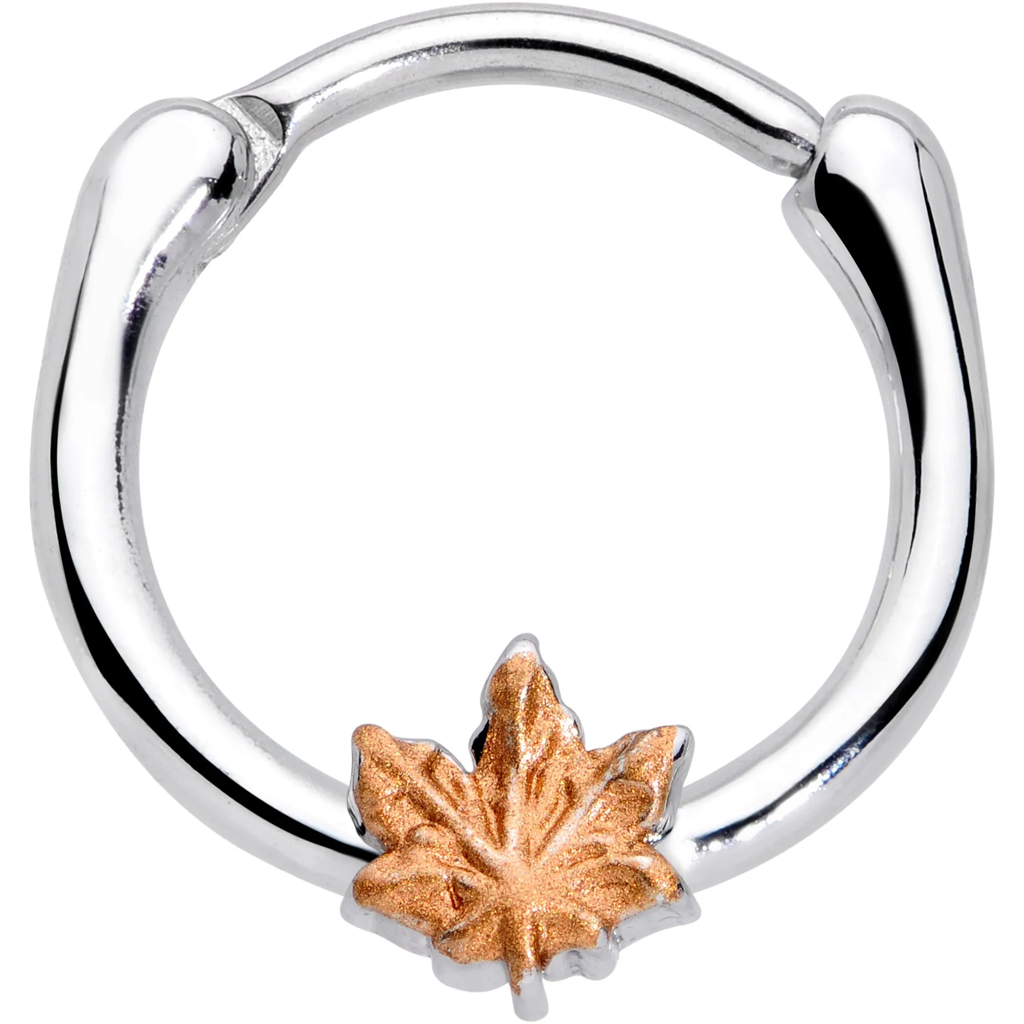 16 Gauge 3/8 Rose Gold Tone Fall Autumn Leaf Cartilage Clicker