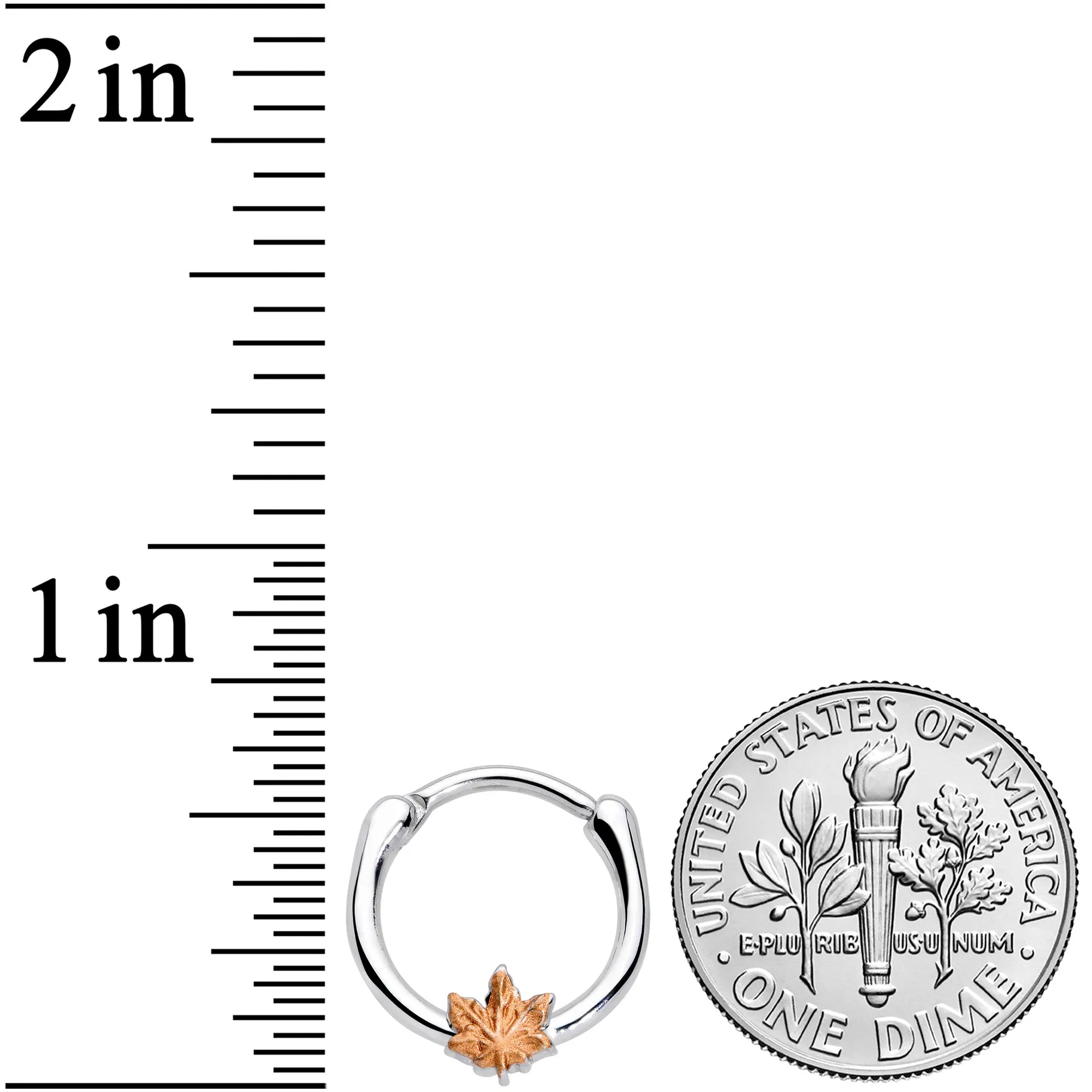 16 Gauge 3/8 Rose Gold Tone Fall Autumn Leaf Cartilage Clicker