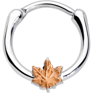 16 Gauge 3/8 Rose Gold Tone Fall Autumn Leaf Cartilage Clicker