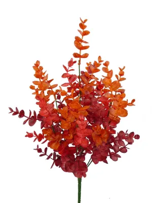 18" Plastic Eucalyptus Bush (7 Stems): Orange, Red - 56636ORRD
