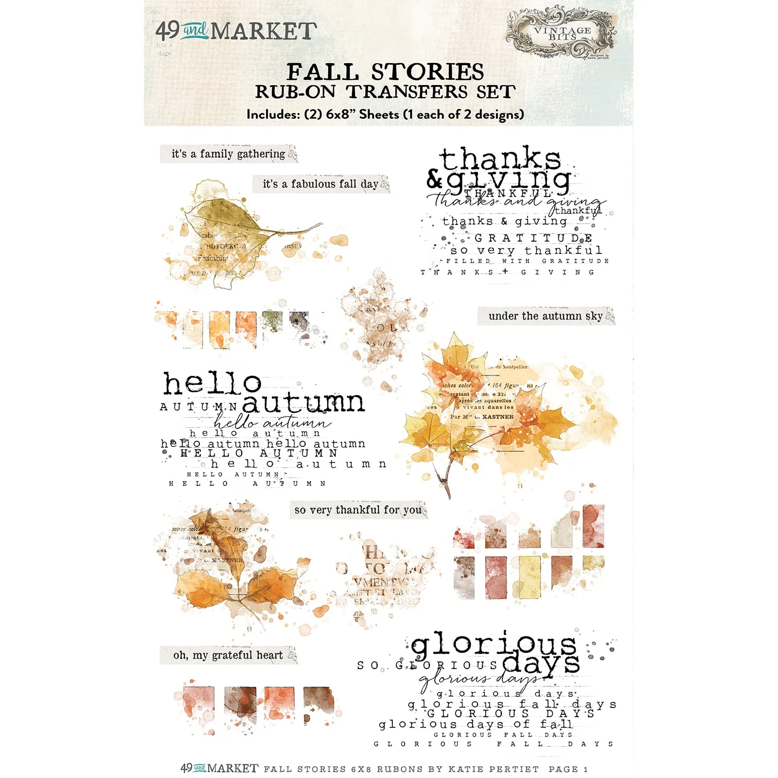 49 & Market - Fall Stories - Rub-on Transfer Set