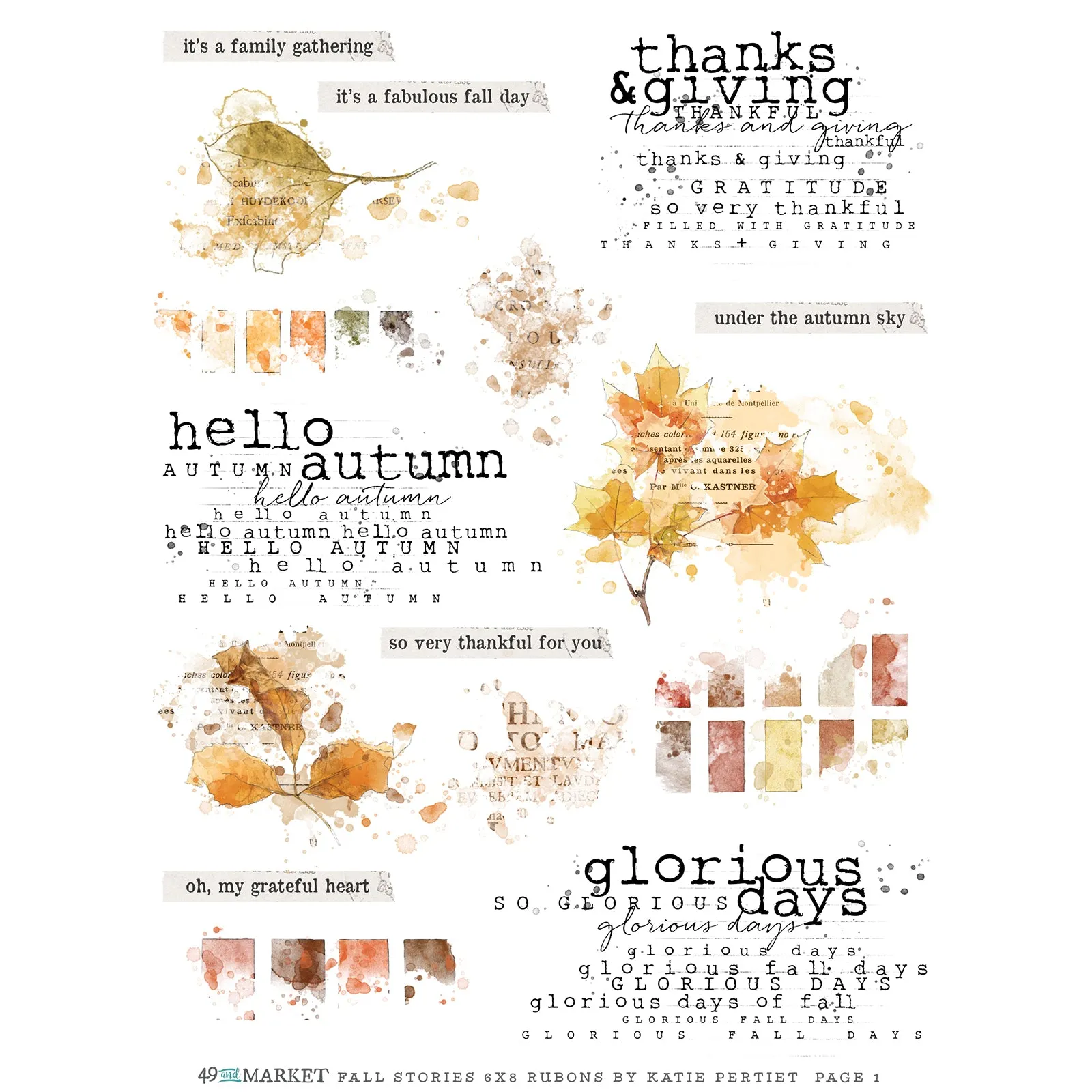 49 & Market - Fall Stories - Rub-on Transfer Set