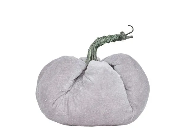 5.5" Dia x 4"H Velvet Pumpkin: Grey - HA048410