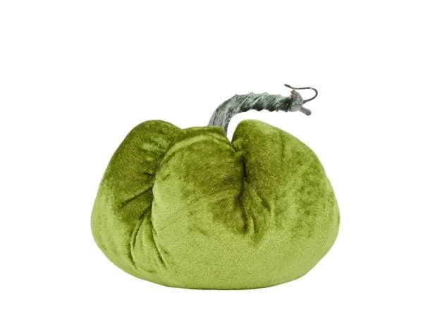 5.5" Dia x 4"H Velvet Pumpkin: Moss Green - HA048440
