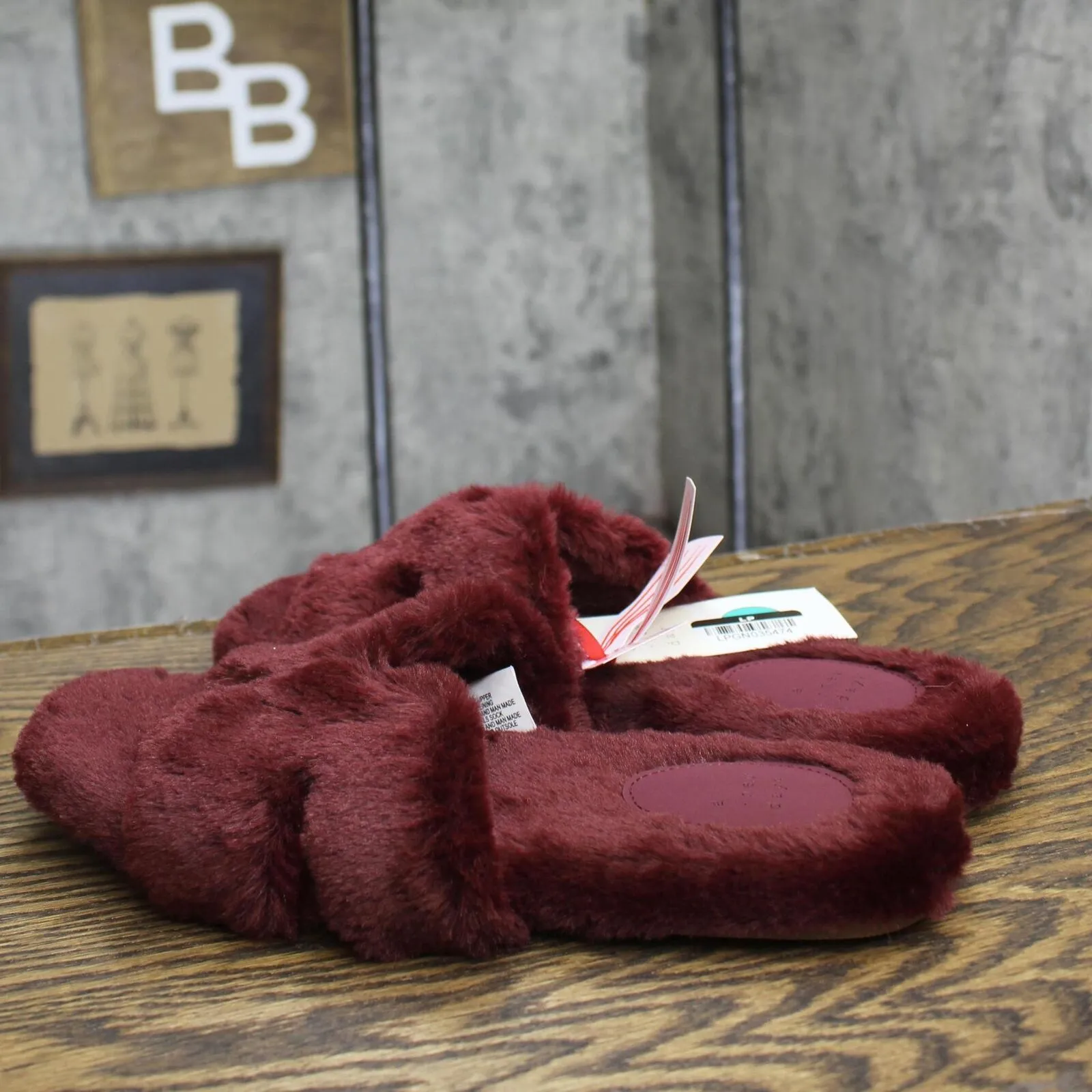 A New Day Womens Sage Slide Slippers 91315735 Burgundy Red 8M