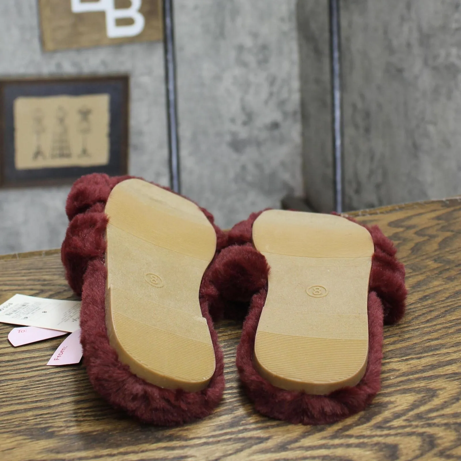 A New Day Womens Sage Slide Slippers 91315735 Burgundy Red 8M