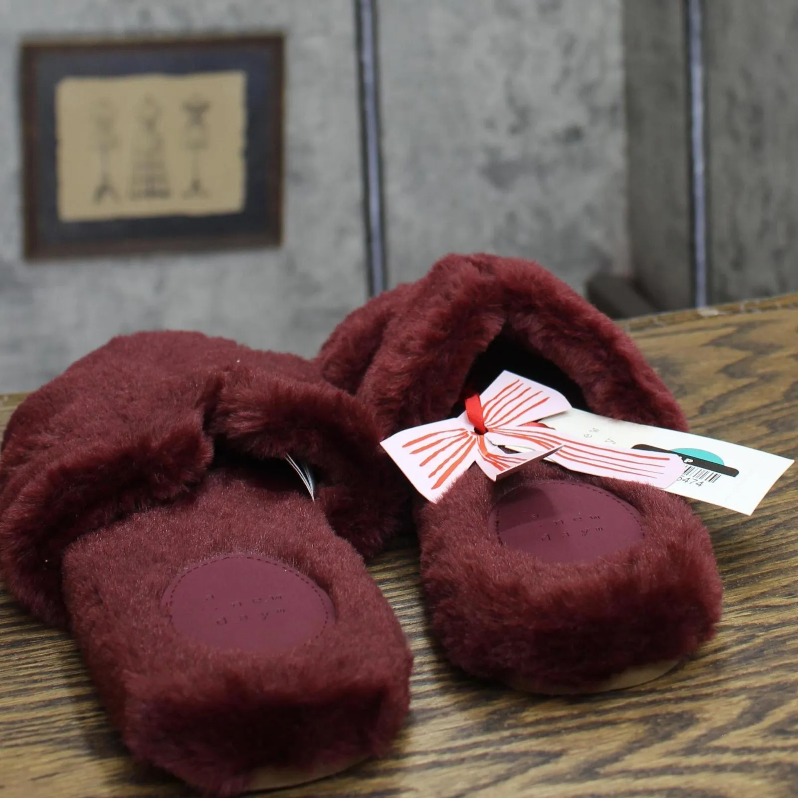 A New Day Womens Sage Slide Slippers 91315735 Burgundy Red 8M