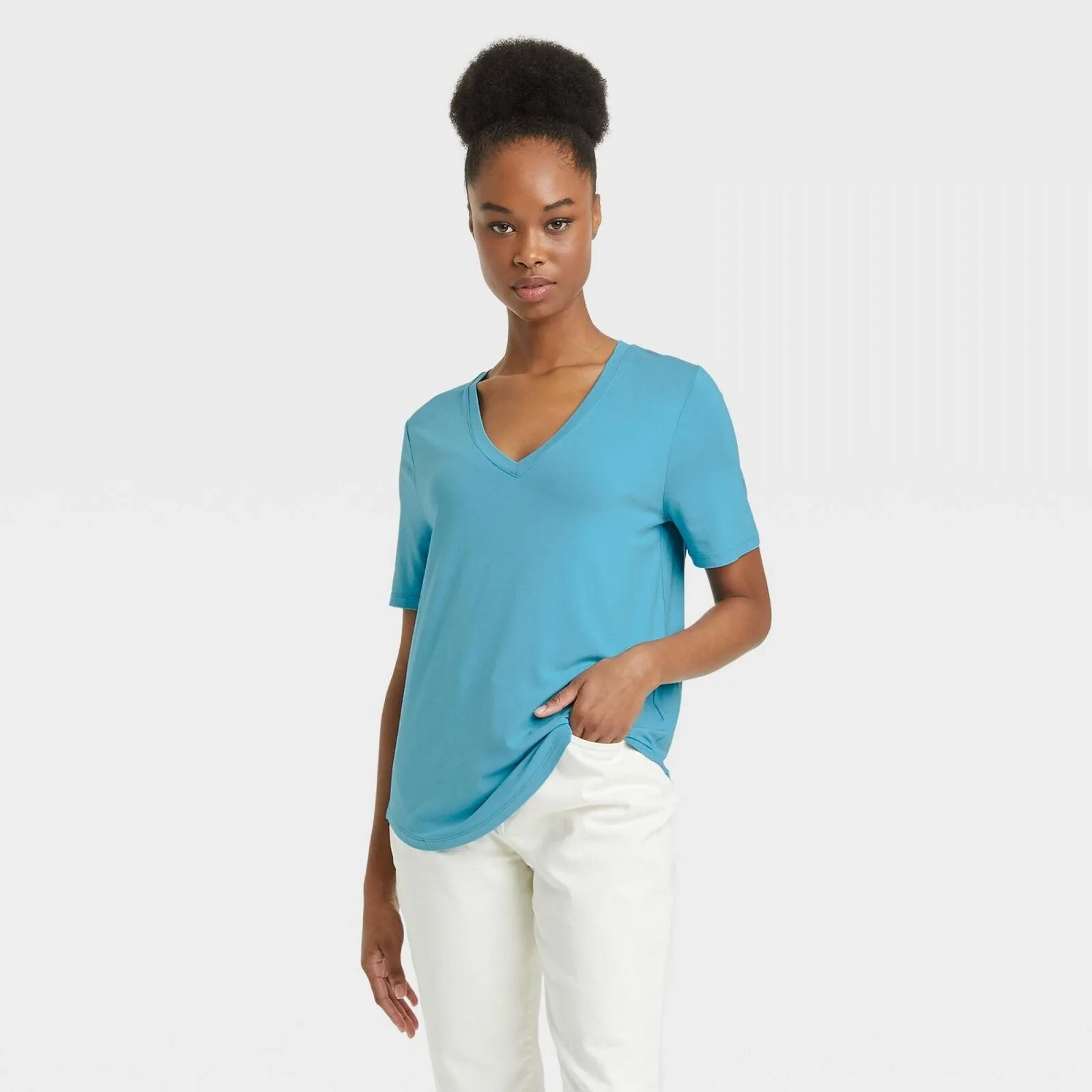 A New Day Women's Short Sleeve V-Neck Drapey T-Shirt GZ3Z1
