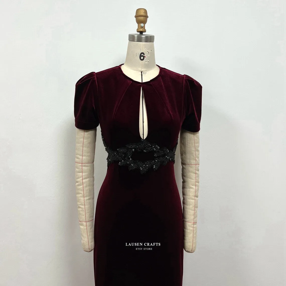 Age of Adline Dress Burgundy Velvet Formal Prom Dress
