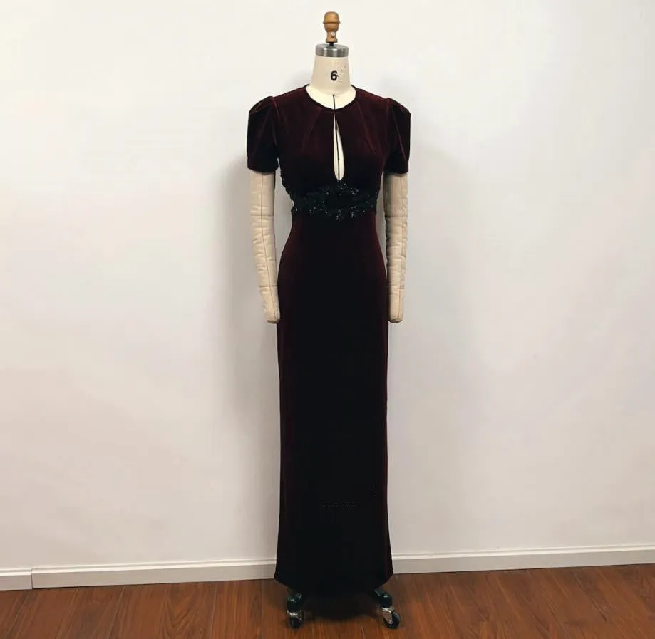 Age of Adline Dress Burgundy Velvet Formal Prom Dress