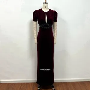 Age of Adline Dress Burgundy Velvet Formal Prom Dress