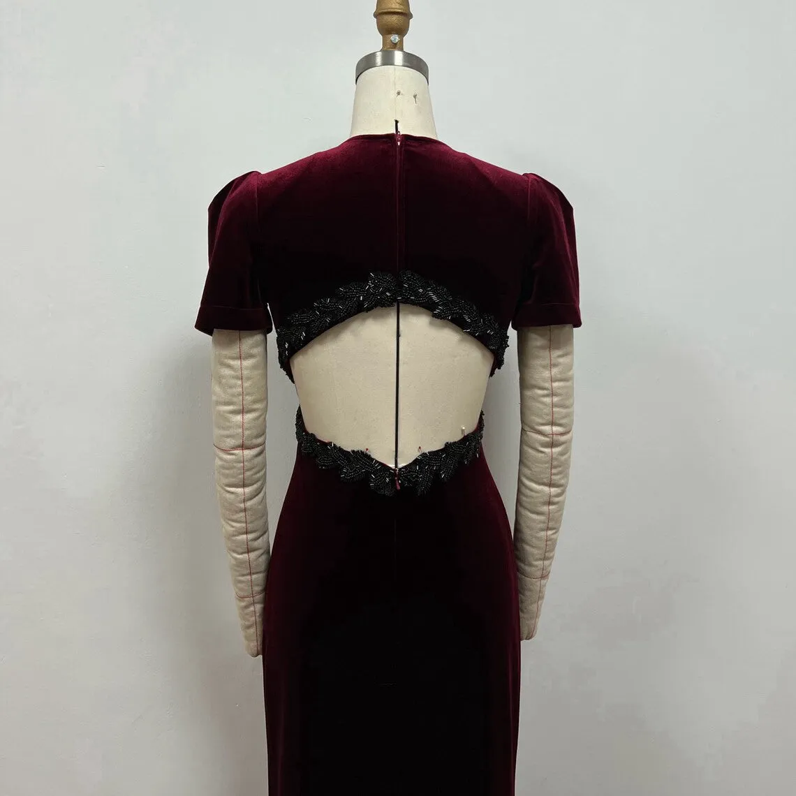 Age of Adline Dress Burgundy Velvet Formal Prom Dress