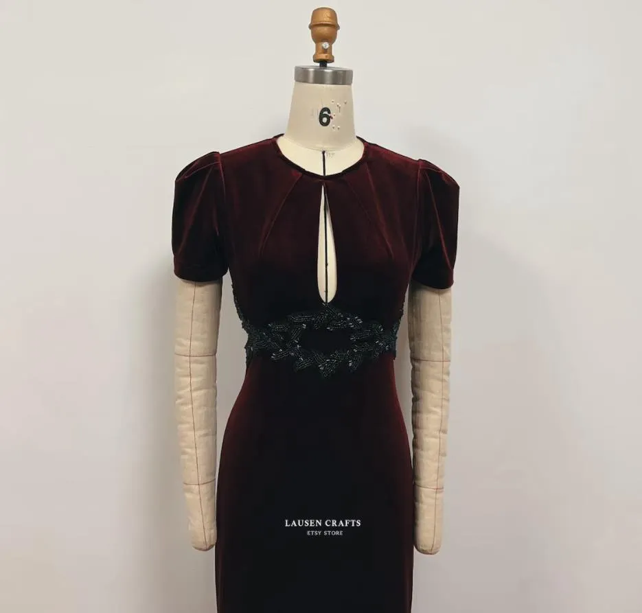 Age of Adline Dress Burgundy Velvet Formal Prom Dress