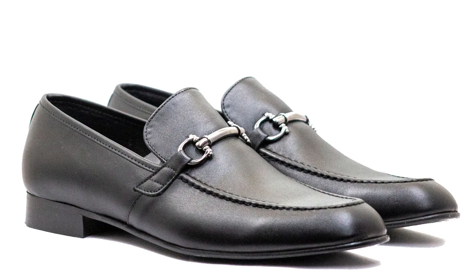 Andanines Boys Black Leather Slip On Loafer Dress Shoe C77703