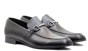Andanines Boys Black Leather Slip On Loafer Dress Shoe C77703