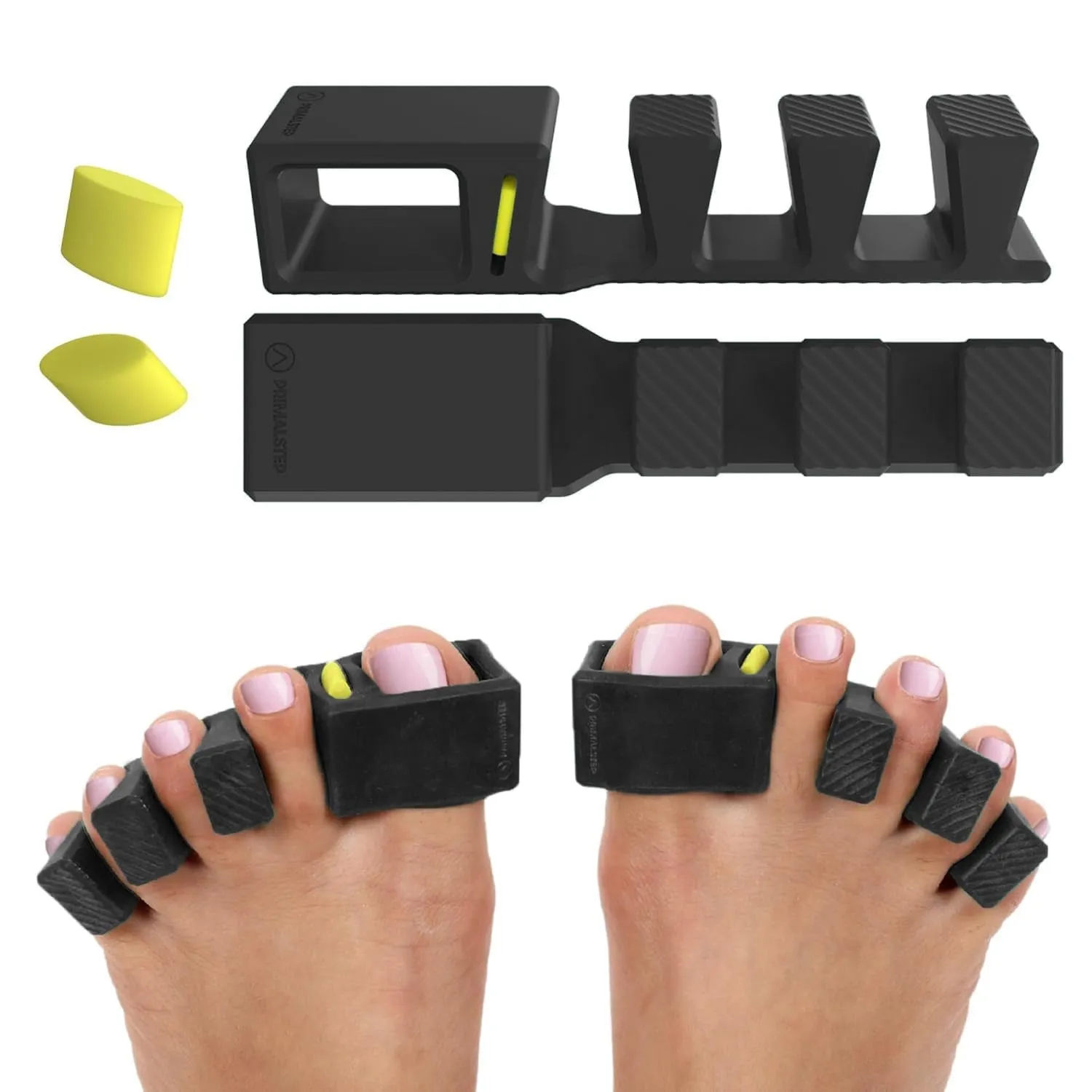 APEX Adjustable Toe Separators - over 50% Thicker & More Durable - Doctor Recommended - Stretches to Fit - 4 Pack Adjustable Bundle (1 Pair Size S/M & 1 Pair Size Large) (Green)