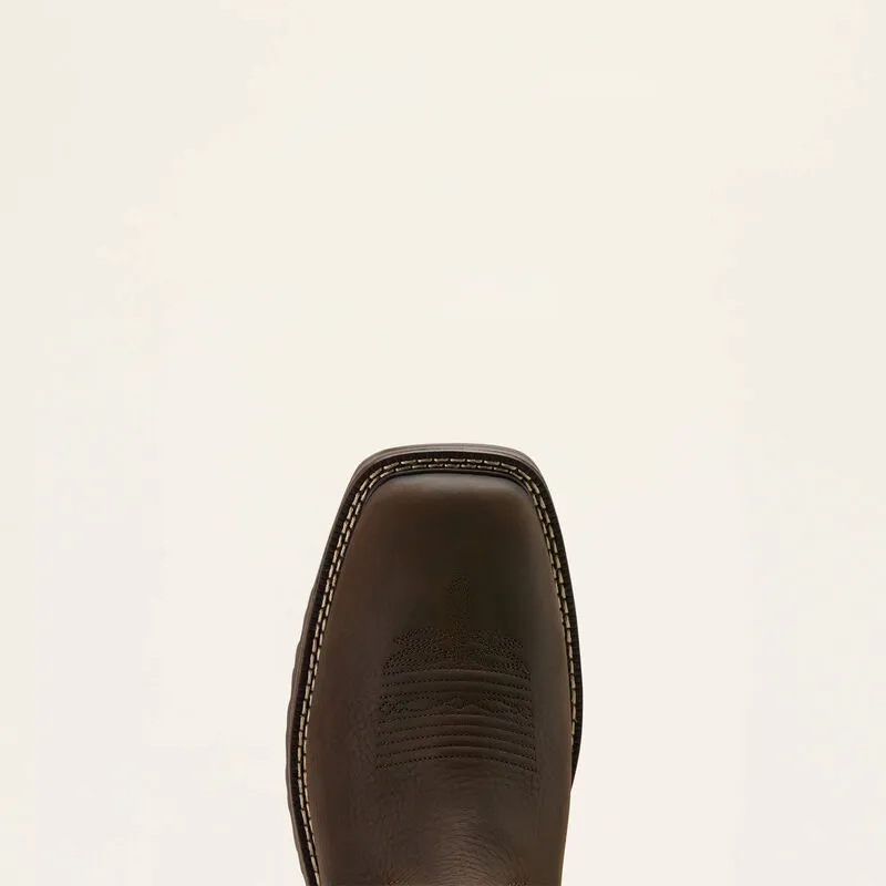 Ariat Men's Dark Brown Activator Waterproof Broad Square Toe Work Boots with Dark Green Tops