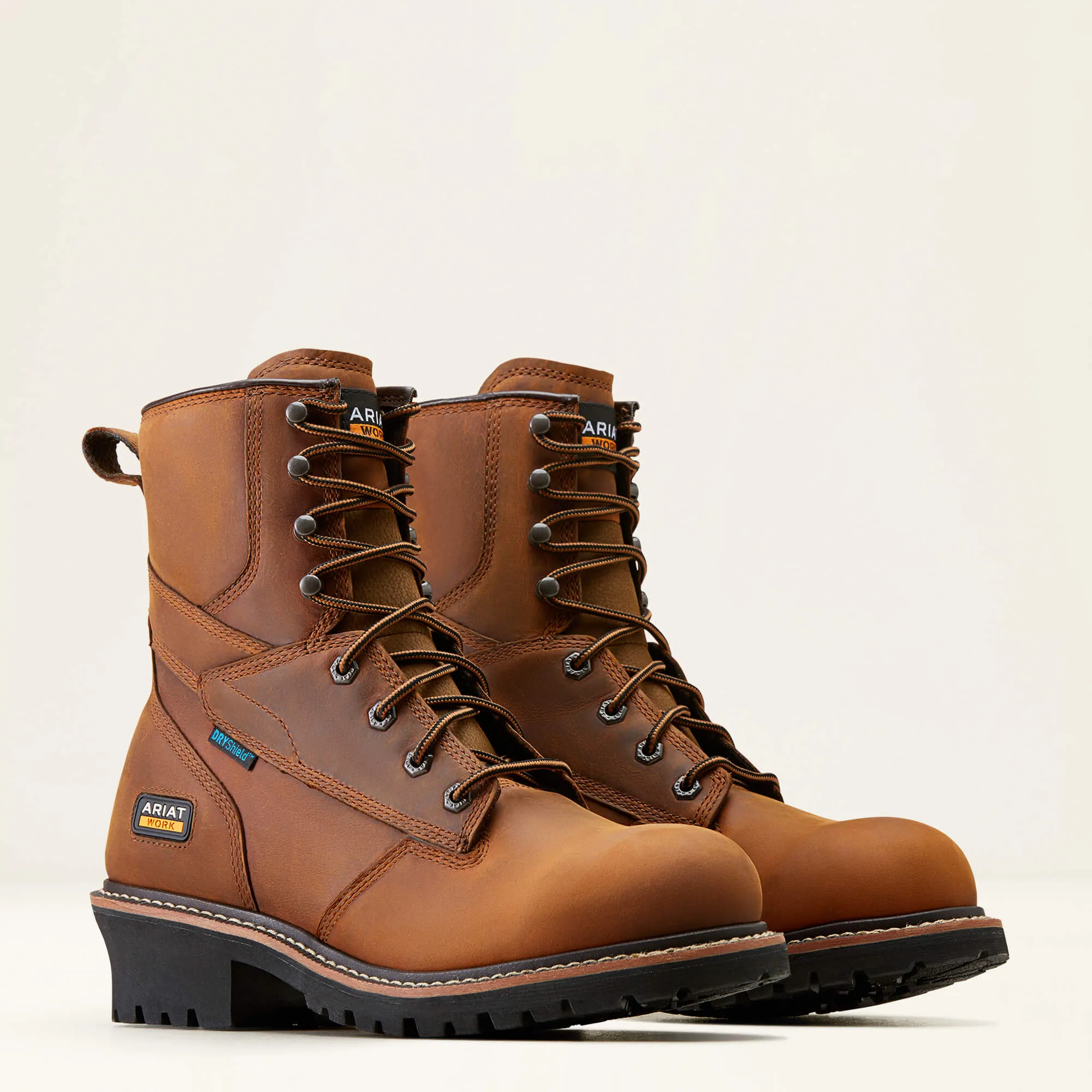 Ariat Men's Logger Shock Shield 8" Soft Toe WP Work Boot- Brown- 10050841