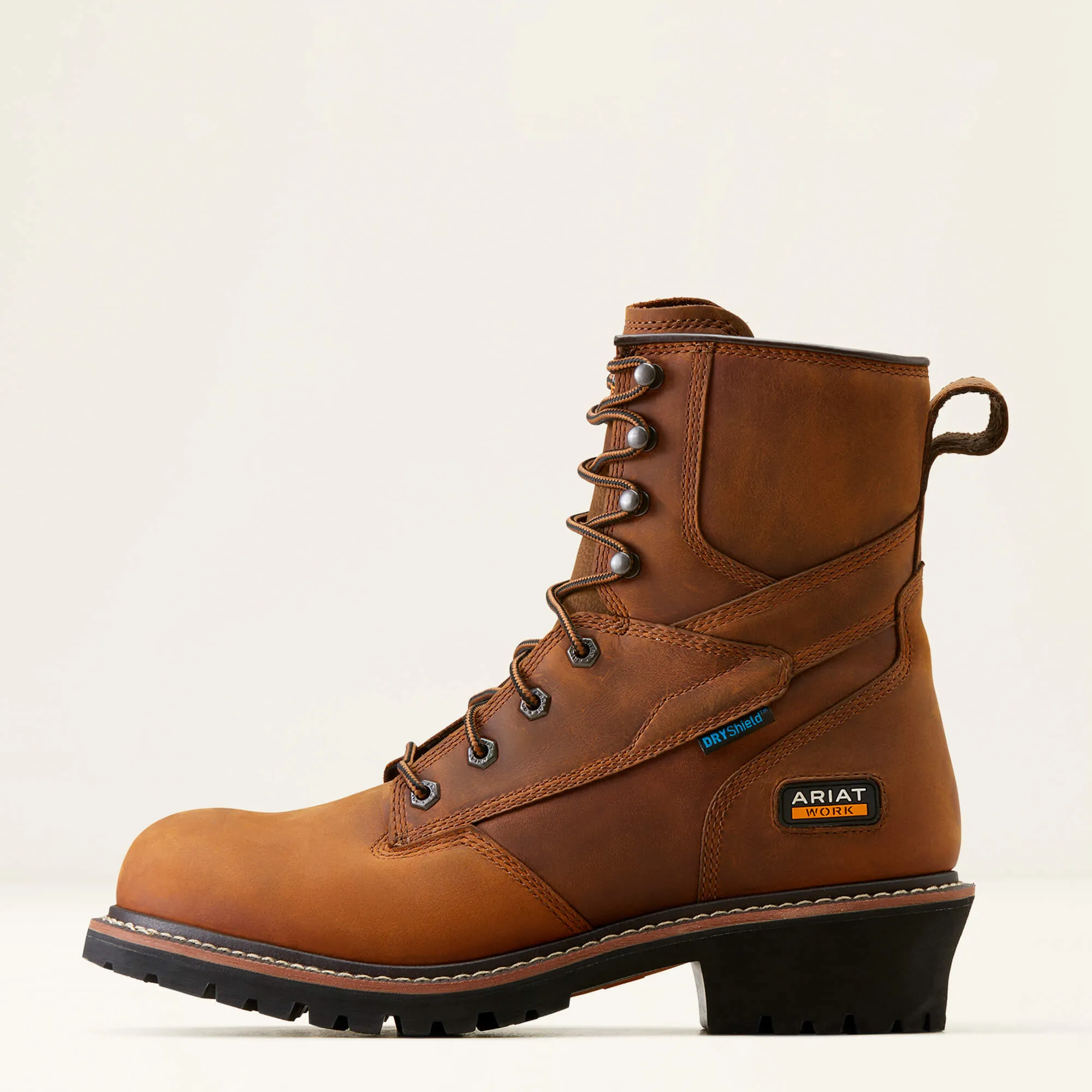 Ariat Men's Logger Shock Shield 8" Soft Toe WP Work Boot- Brown- 10050841