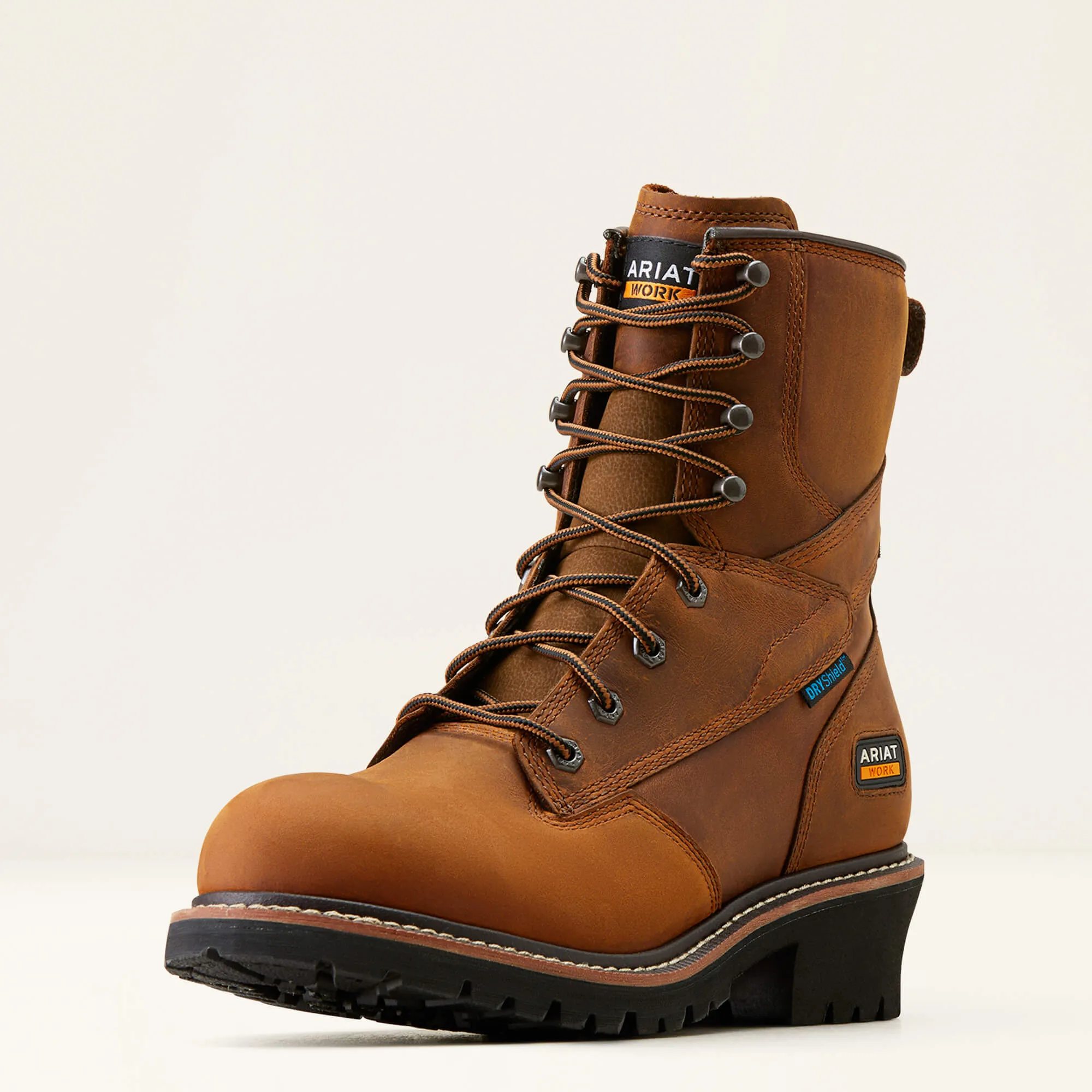 Ariat Men's Logger Shock Shield 8" Soft Toe WP Work Boot- Brown- 10050841