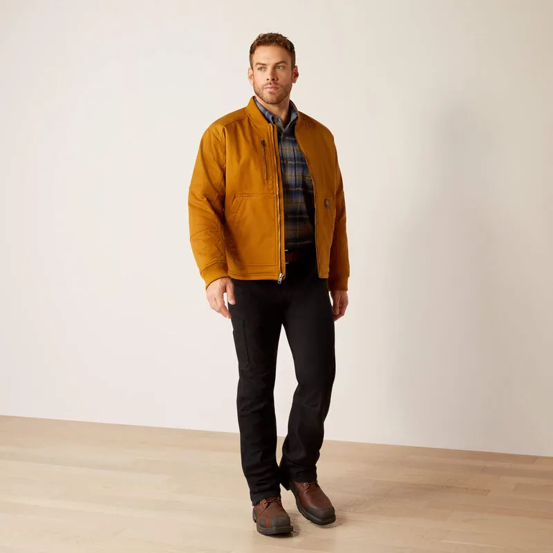 Ariat Men's Rebar Stretch Canvas Bomber Jacket Brown - 10053000