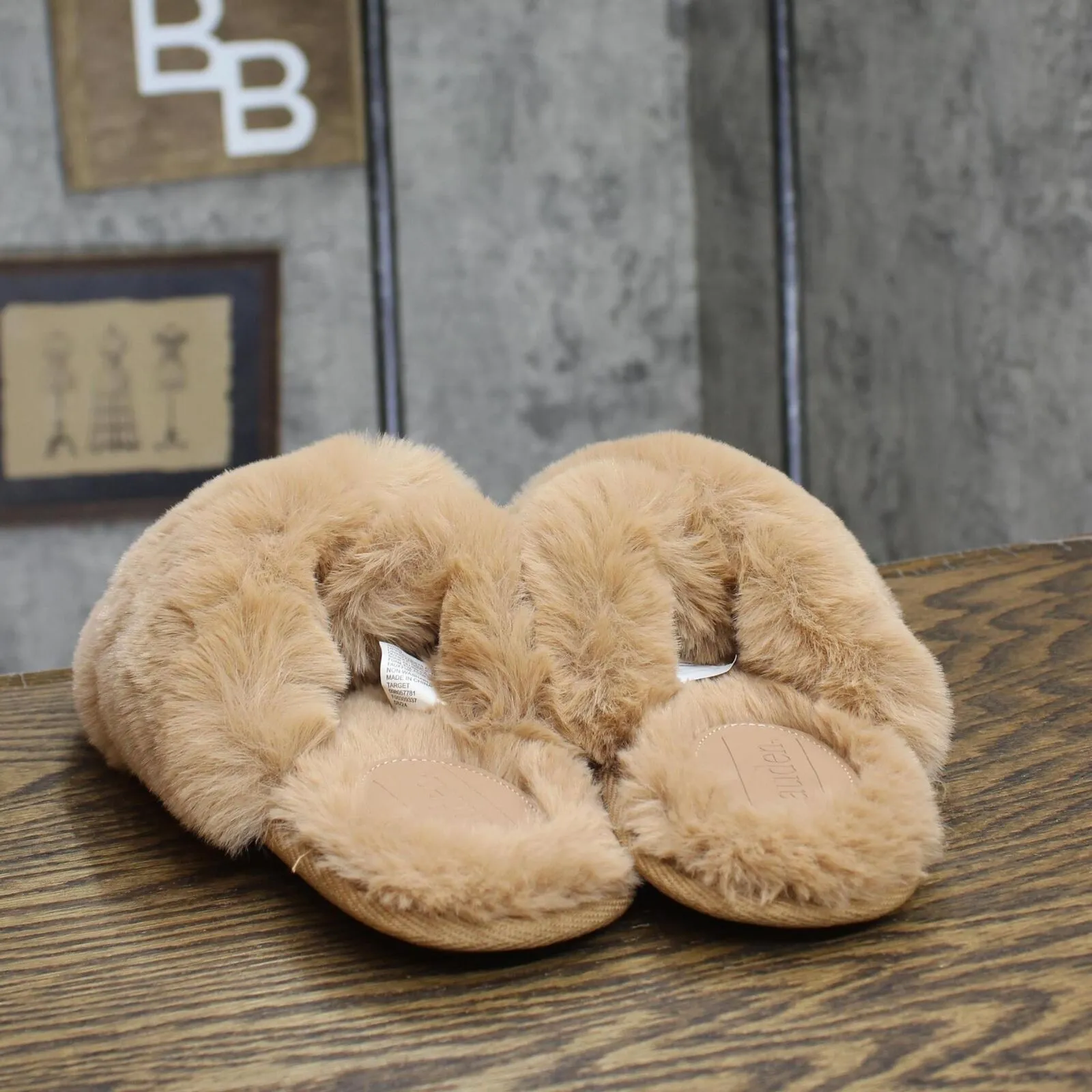 Auden Womens Paris Crossband Slide Slippers 91309154 Tan Brown S