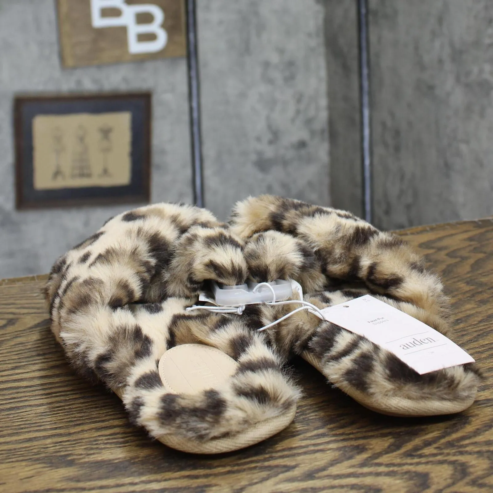 Auden Womens Paris Leopard Crossband Slippers 80856464 Brown Animal M (7/8)