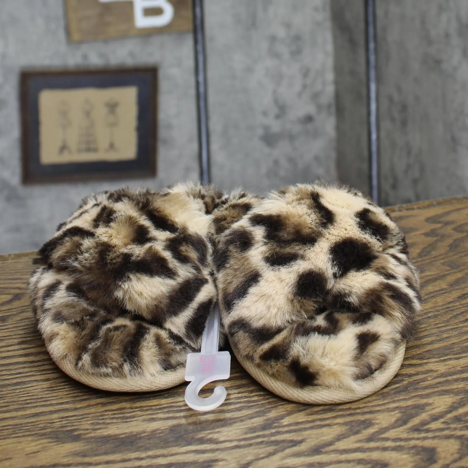 Auden Womens Paris Leopard Crossband Slippers 80856464 Brown Animal M (7/8)