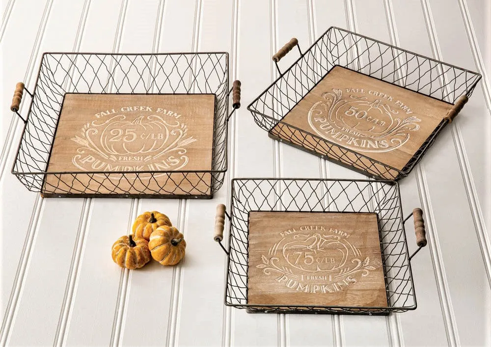 Autumn Wood and Metal Tray