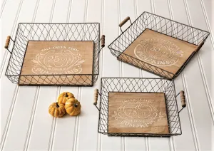 Autumn Wood and Metal Tray
