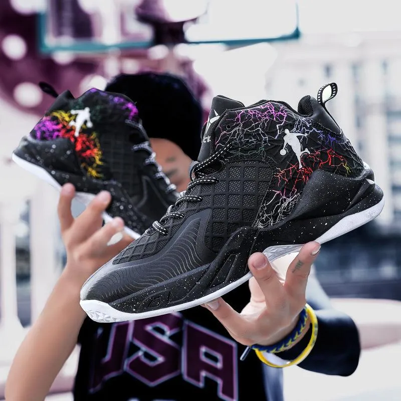 Basketball shoes men's high-top boots breathable non-slip wear-resistant shock-absorbing sneakers