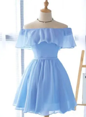 Beautiful Light Off Shoulder Knee Length Bridesmaid Dress, Party Dress