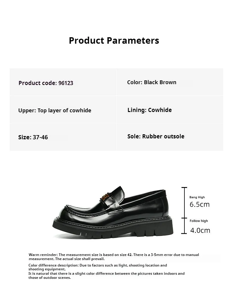Big Head Leather Shoes Men's Leather Glossy Business Casual Fashion Wide Foot Platform Pedal Dress Shoes96123
