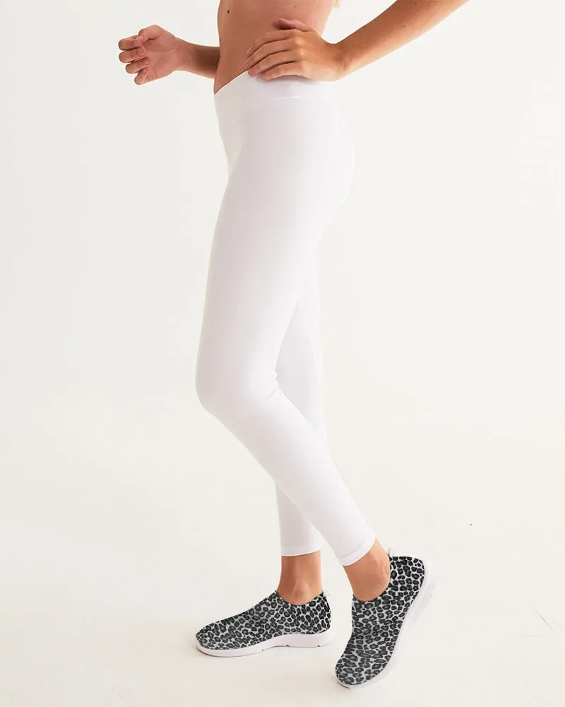Black and White Leopard Print Fly Knit Shoes Women's Slip-On Flyknit Shoe