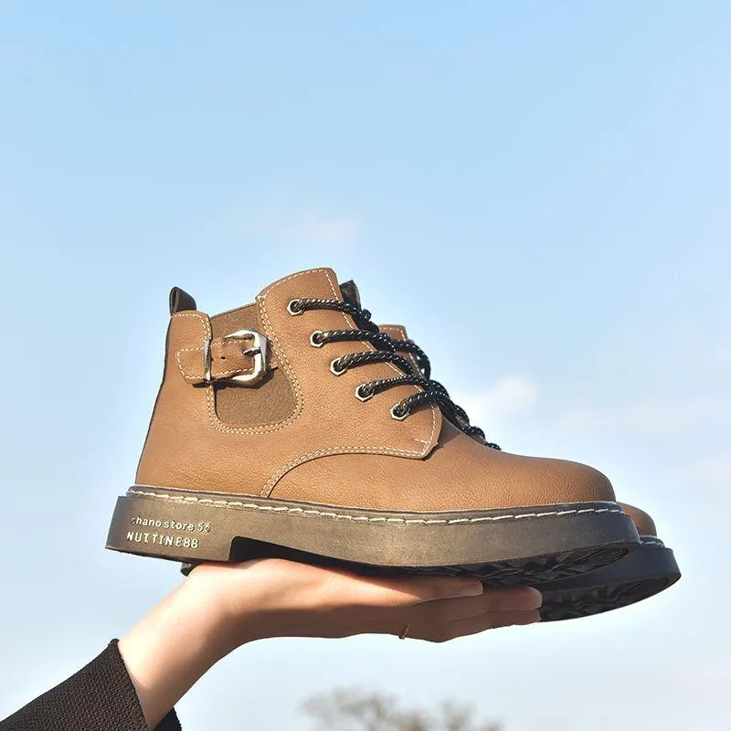 Black Autumn Winter Women Ankle Snow Boot Leather Warm Plush Rubber Lace Up Ladies Shoes Botas