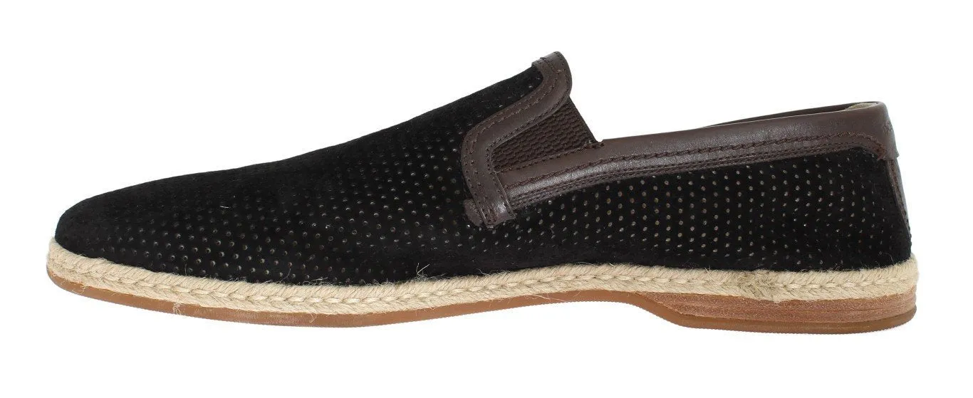 Black Brown Leather Breathable Loafers