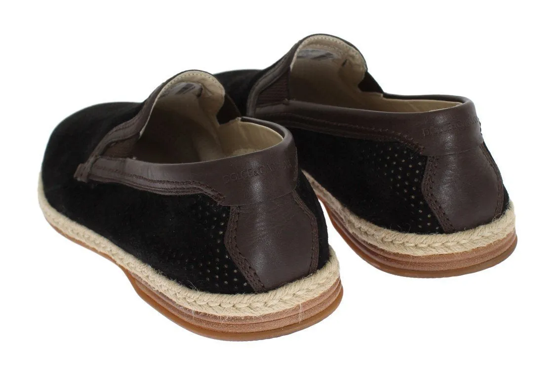 Black Brown Leather Breathable Loafers