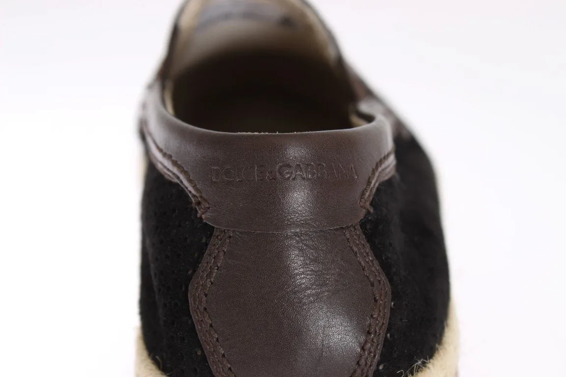 Black Brown Leather Breathable Loafers