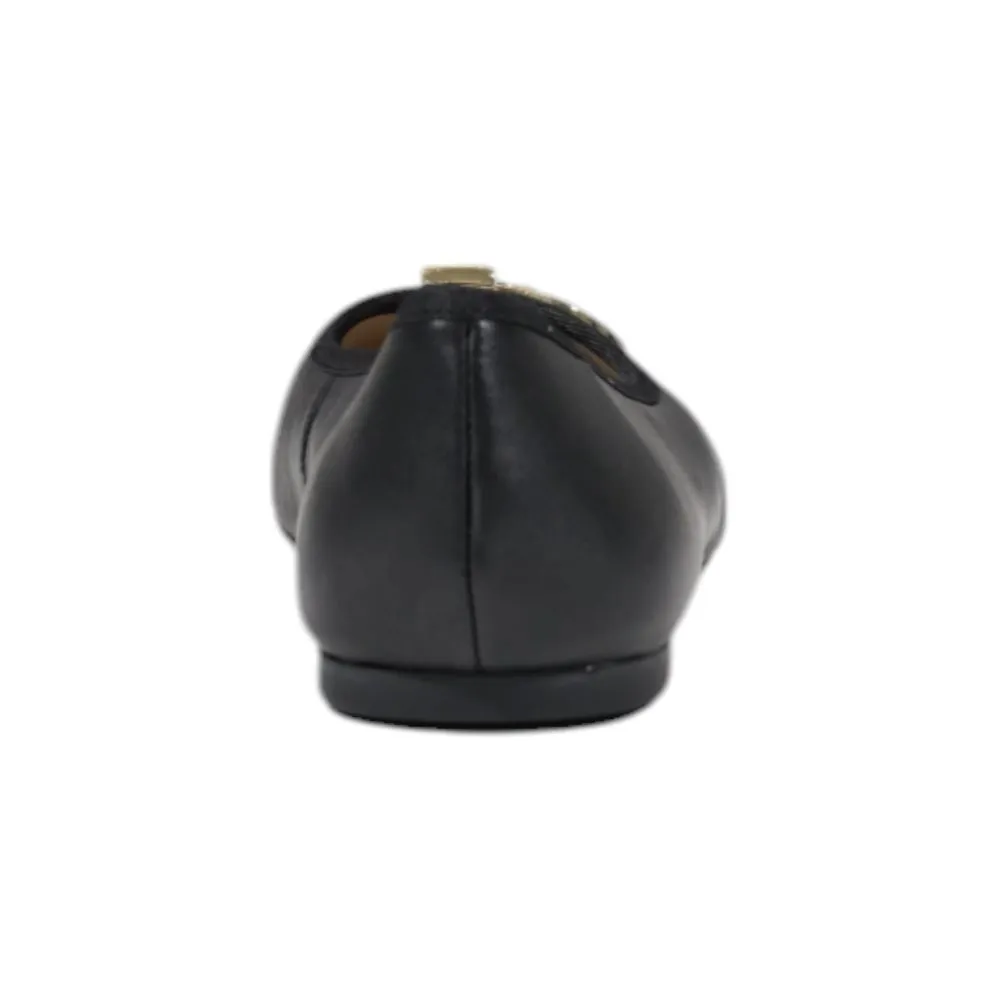 Black Leather Flat Shoe
