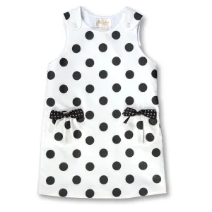 Black Polkadot White Aline w/Pockets