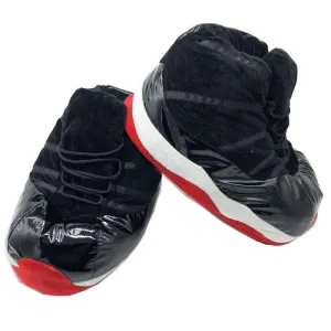 Black Red Winter Slippers – Cozy, Warm & Non-Slip Comfort