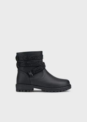 Black Rhinestones Boots