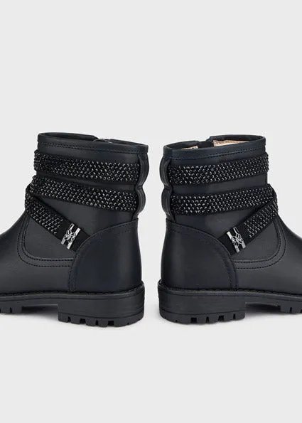 Black Rhinestones Boots
