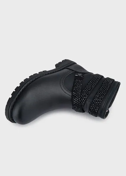 Black Rhinestones Boots