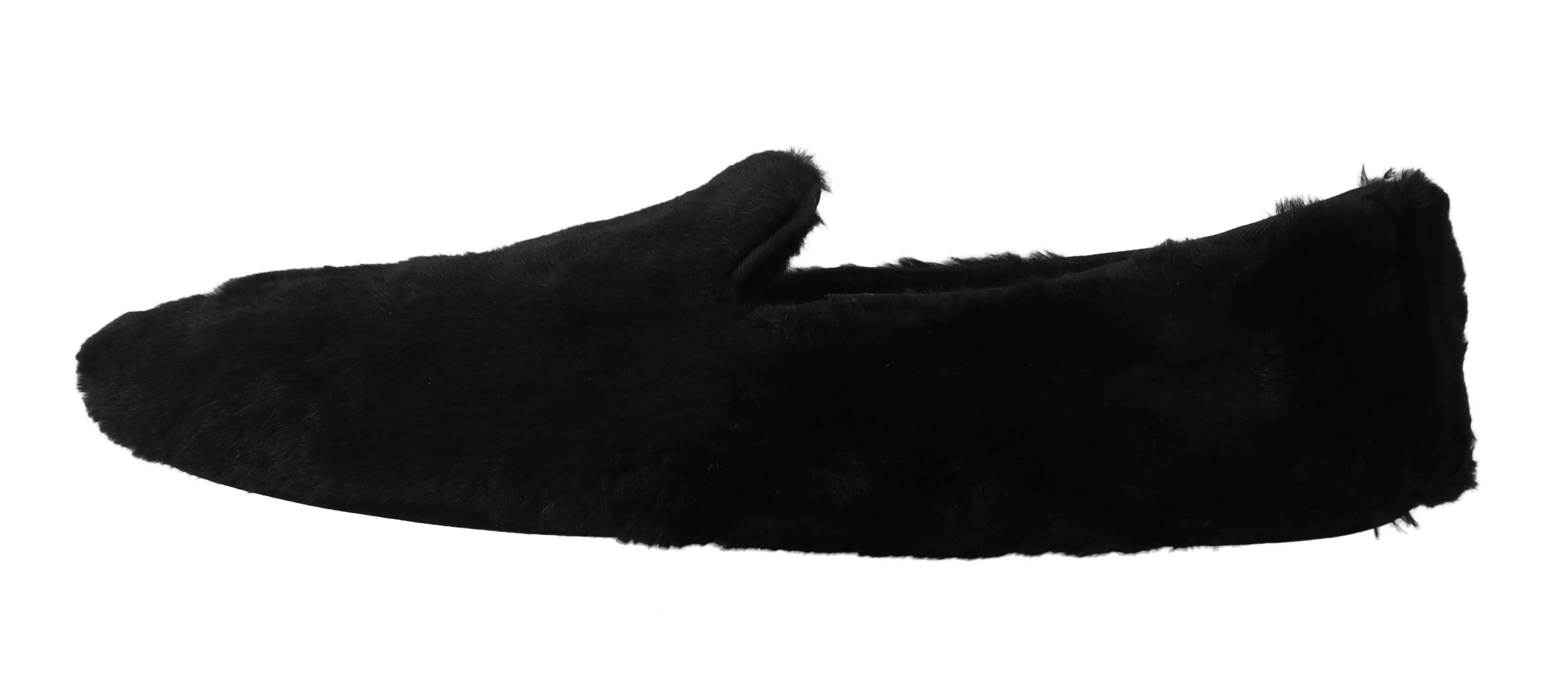 Black Shearling Slippers Loafers