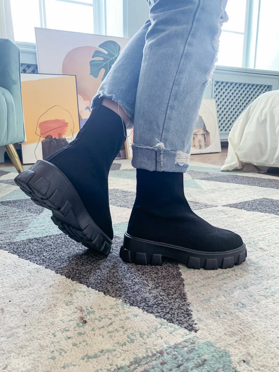 Black Ugly Sole Sock Boots