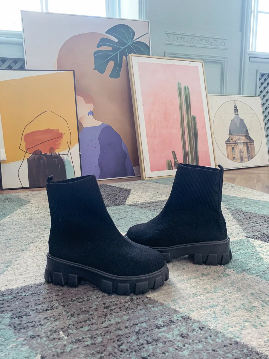 Black Ugly Sole Sock Boots