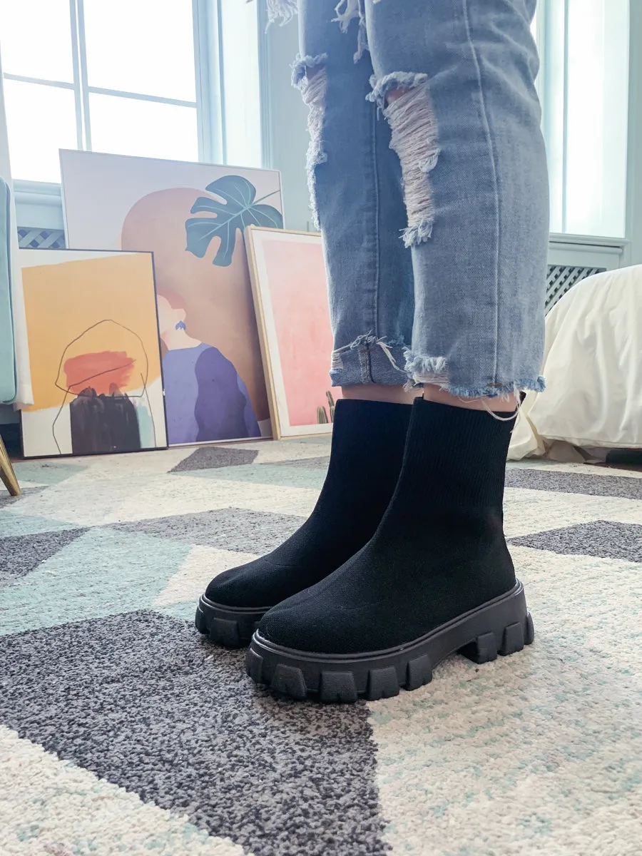 Black Ugly Sole Sock Boots